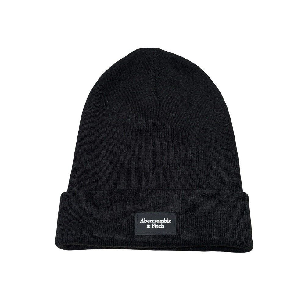 Abercrombie & Fitch Unisex Cuffed Beanie Hat Black Measures 8" Across Opening